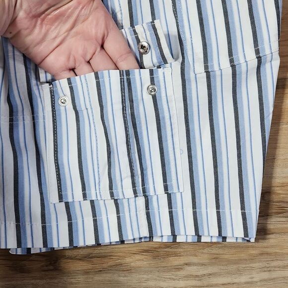 🔺️Lee Blue & White Striped Mid-Rise Cargo Shorts Size 10 - Picture 10 of 11